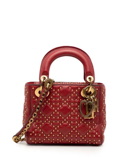 2017 Mini Lambskin Cannage Studded Supple Lady Dior satchel by CHRISTIAN DIOR 