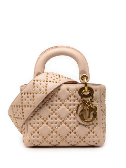 2017 Mini Lambskin Cannage Studded Supple Lady Dior satchel by CHRISTIAN DIOR 