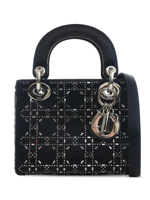 2017 Mini Satin Cannage Strass Crystal Embellished Lady Dior satchel by CHRISTIAN DIOR 
