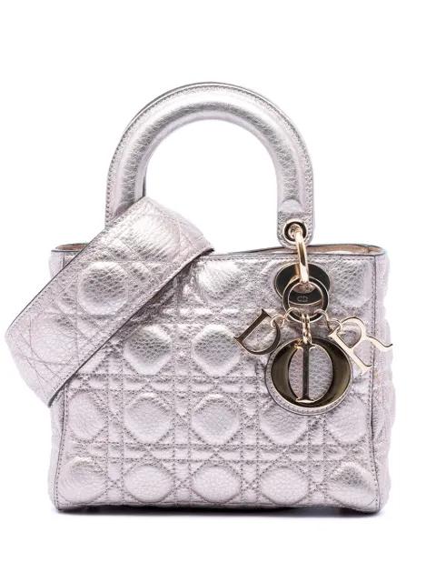 2017 Small Metallic Grained Calfskin Cannage Supple Lady Dior satchel by CHRISTIAN DIOR 