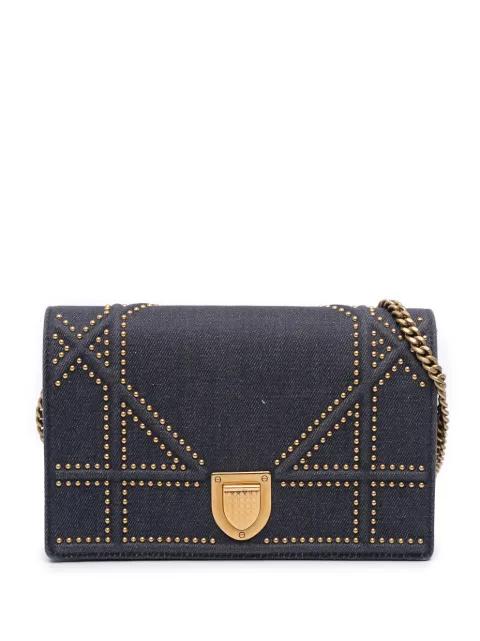 2017 Studded Denim Diorama Wallet on Chain crossbody bag by CHRISTIAN DIOR 