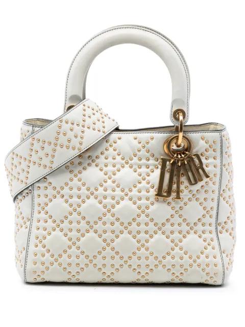 2018 Medium Lambskin Cannage Studded Supple Lady Dior satchel by CHRISTIAN DIOR 
