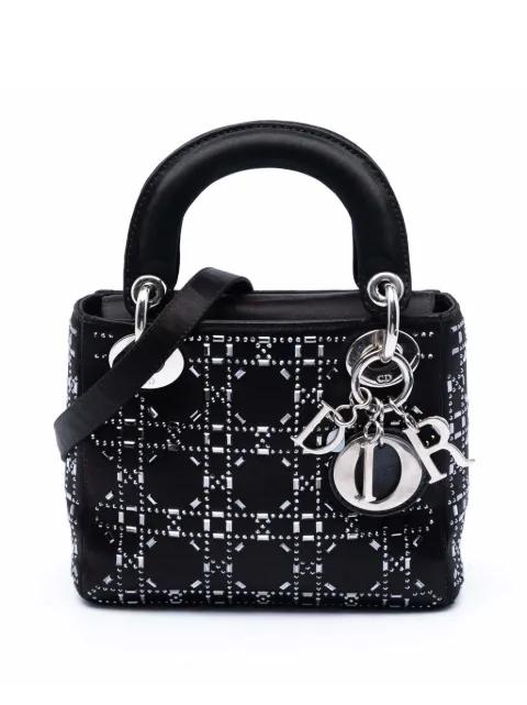 2018 Mini Satin Cannage Strass Crystal Embellished Lady Dior satchel by CHRISTIAN DIOR 
