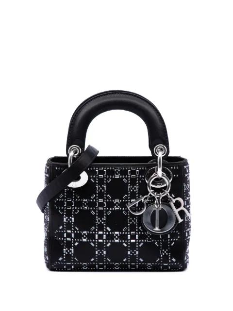 2018 Mini Satin Cannage Strass Crystal Embellished Lady Dior satchel by CHRISTIAN DIOR 
