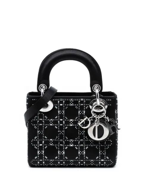 2018 Mini Satin Cannage Strass Crystal Embellished Lady Dior satchel by CHRISTIAN DIOR 