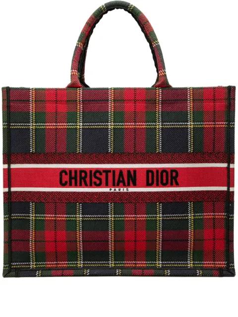 2019 Large Embroidered Canvas Tartan Check Book tote bag by CHRISTIAN DIOR 