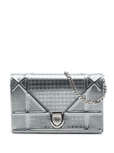 2019 Metallic Patent Microcannage Diorama Wallet on Chain crossbody bag by CHRISTIAN DIOR 