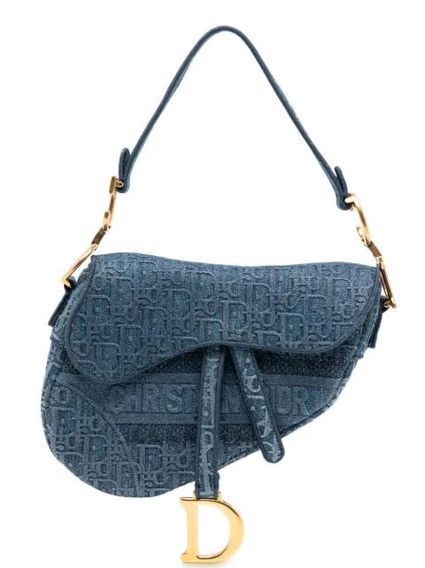 2019 Oblique Embroidered Denim Saddle Bag shoulder bag by CHRISTIAN DIOR 