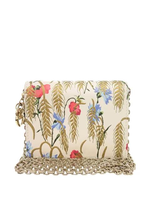 2020 Calfskin Hibiscus Card Holder with Chain crossbody bag by CHRISTIAN DIOR 