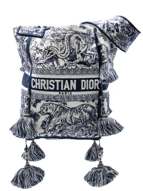 2021 Canvas Embroidered Toile De Jouy D Bubble bucket bag by CHRISTIAN DIOR 