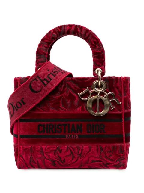 2021 Medium Embroidered Velvet Roses Lady D Lite satchel by CHRISTIAN DIOR 