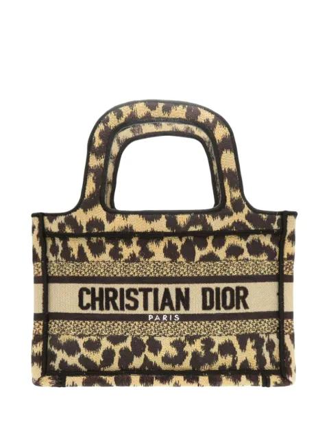2021 Mizza Mini Embroidered Canvas Leopard Book tote bag by CHRISTIAN DIOR 