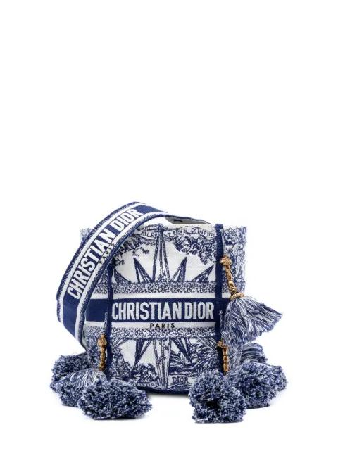 2022 Canvas Embroidered Reve d Infini D Bubble bucket bag by CHRISTIAN DIOR 