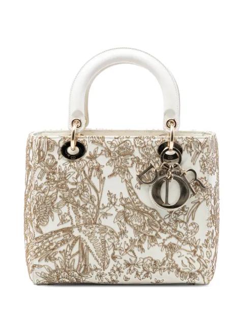 2022 Medium Calfskin Embroidered Jardin D Hiver Lady Dior satchel by CHRISTIAN DIOR 