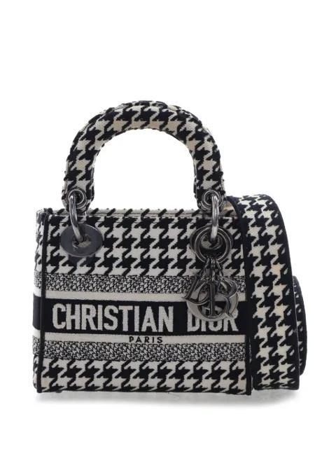 2022 Mini Embroidered Canvas Houndstooth Lady D Lite satchel by CHRISTIAN DIOR 