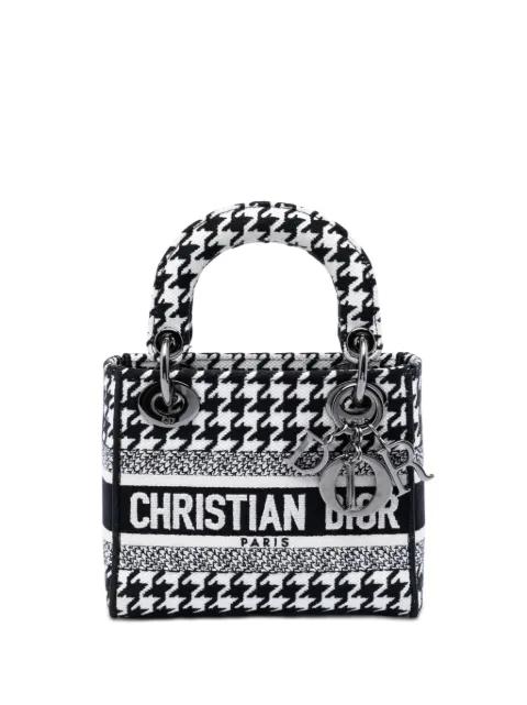 2022 Mini Embroidered Canvas Houndstooth Lady D Lite satchel by CHRISTIAN DIOR 