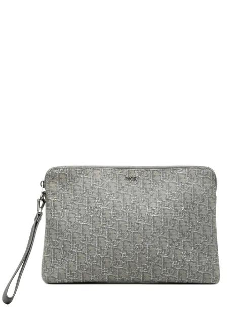 2022 Oblique Canvas A4 Zipped Pouch clutch bag by CHRISTIAN DIOR 