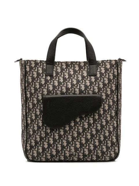 2022 Oblique Canvas and Leather Saddle Tote satchel by CHRISTIAN DIOR 