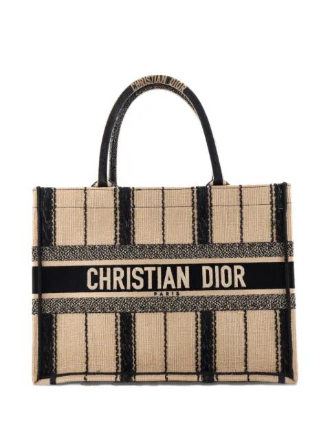 Book Bayadere Stripe Embroidered Canvas Medium tote bag by CHRISTIAN DIOR 