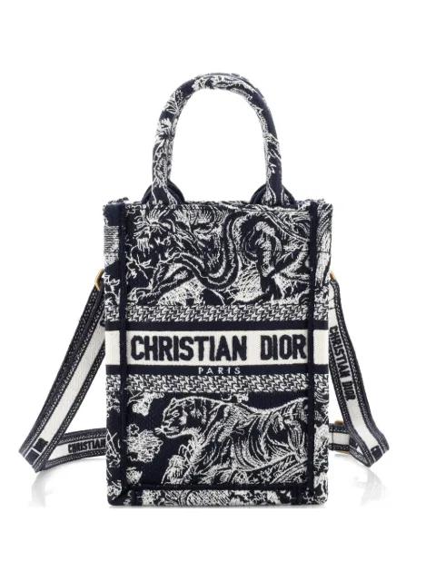Book Tote Phone Bag Embroidered Canvas Mini crossbody bag by CHRISTIAN DIOR 