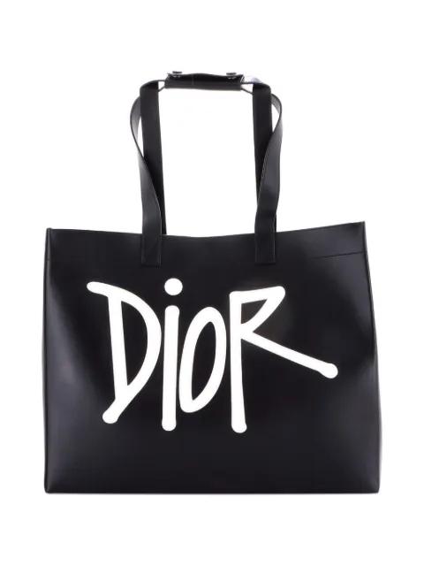 Dior x Shawn Stussy D-Dior Leather with Applique Large tote bag by CHRISTIAN DIOR 