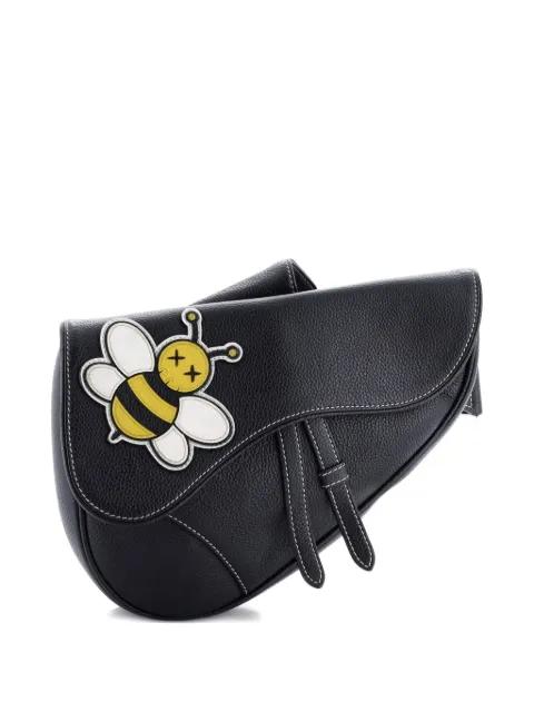 KAWS Saddle Leather with Applique crossbody bag by CHRISTIAN DIOR 