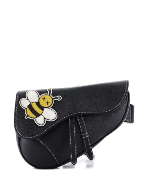 KAWS Saddle Leather with Applique crossbody bag by CHRISTIAN DIOR 