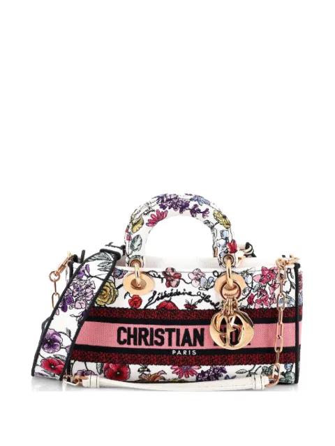 Lady D-Joy Bag Embroidered Canvas Medium satchel by CHRISTIAN DIOR 