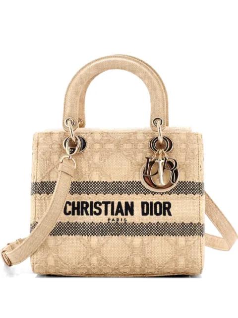 Lady D-Lite Bag Cannage Embroidered Raffia Medium satchel by CHRISTIAN DIOR 