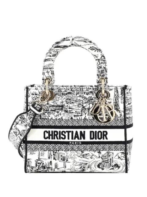 Lady D-Lite Bag Embroidered Canvas Medium satchel by CHRISTIAN DIOR 