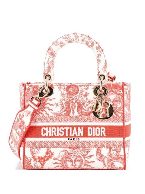 Lady D-Lite Bag Embroidered Canvas Medium satchel by CHRISTIAN DIOR 
