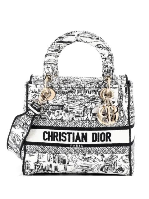 Lady D-Lite Bag Embroidered Canvas Medium satchel by CHRISTIAN DIOR 
