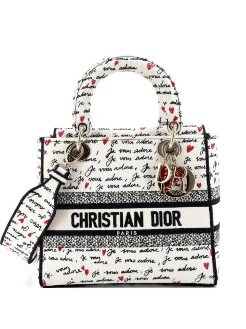 Lady D-Lite Bag Embroidered Canvas Medium satchel by CHRISTIAN DIOR 