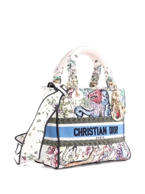 Lady D-Lite Bag Embroidered Canvas Medium satchel by CHRISTIAN DIOR 