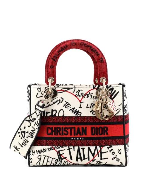 Lady D-Lite Bag Embroidered Canvas Medium satchel by CHRISTIAN DIOR 