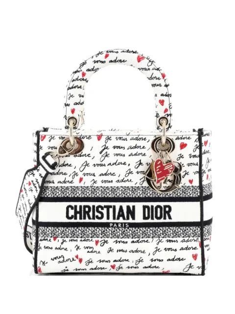 Lady D-Lite Bag Embroidered Canvas Medium satchel by CHRISTIAN DIOR 