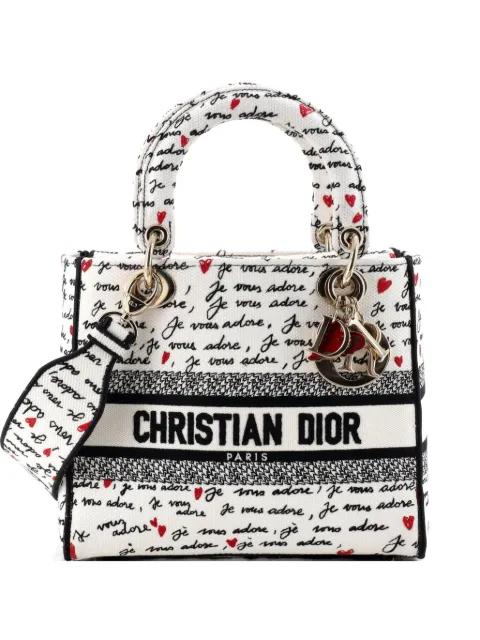Lady D-Lite Bag Embroidered Canvas Medium satchel by CHRISTIAN DIOR 