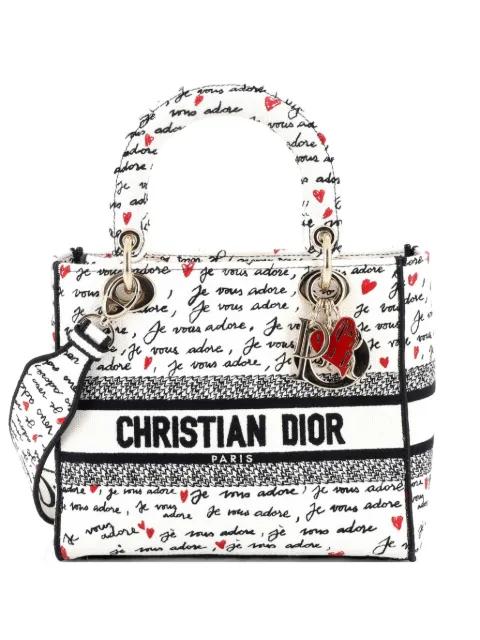 Lady D-Lite Bag Embroidered Canvas Medium satchel by CHRISTIAN DIOR 