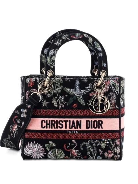 Lady D-Lite Bag Embroidered Canvas Medium satchel by CHRISTIAN DIOR 