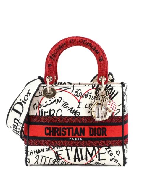Lady D-Lite Bag Embroidered Canvas Medium satchel by CHRISTIAN DIOR 
