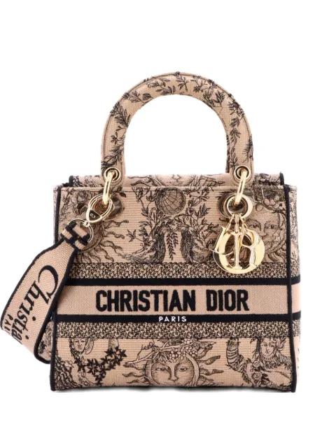 Lady D-Lite Bag Embroidered Canvas Medium satchel by CHRISTIAN DIOR 