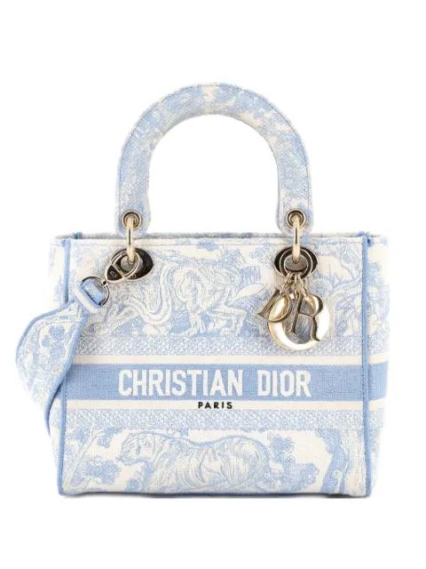 Lady D-Lite Bag Embroidered Canvas Medium satchel by CHRISTIAN DIOR 