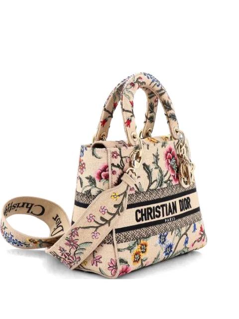 Lady D-Lite Bag Embroidered Raffia Medium satchel by CHRISTIAN DIOR 
