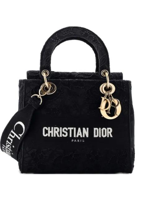 Lady D-Lite Bag Embroidery with Macrame Effect Medium shoulder bag by CHRISTIAN DIOR 