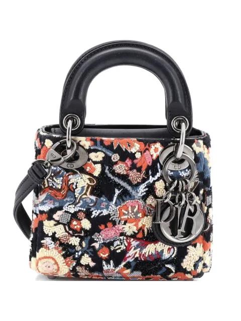 Lady Dior Bag Beaded Embroidered Leather Micro satchel by CHRISTIAN DIOR 