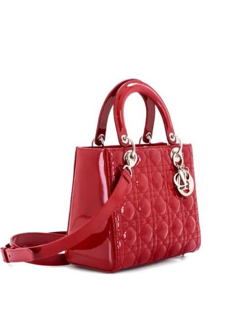 Lady Dior Bag Cannage Quilt Patent Medium satchel by CHRISTIAN DIOR 