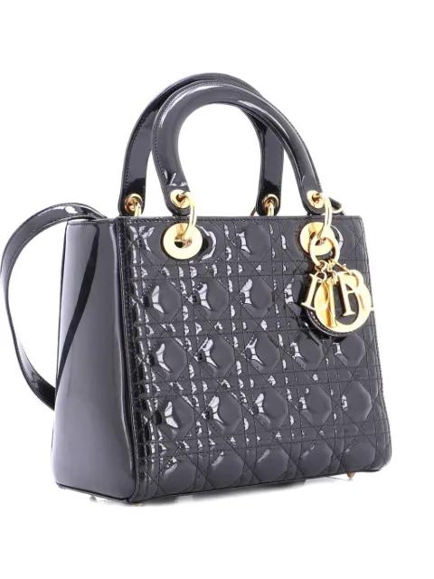 Lady Dior Bag Cannage Quilt Patent Medium satchel by CHRISTIAN DIOR 