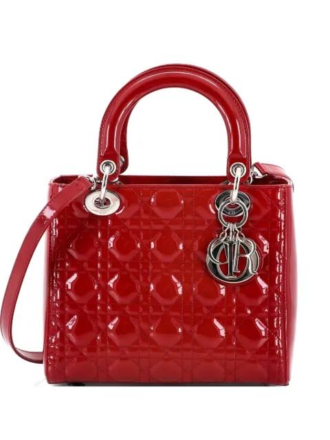 Lady Dior Bag Cannage Quilt Patent Medium satchel by CHRISTIAN DIOR 