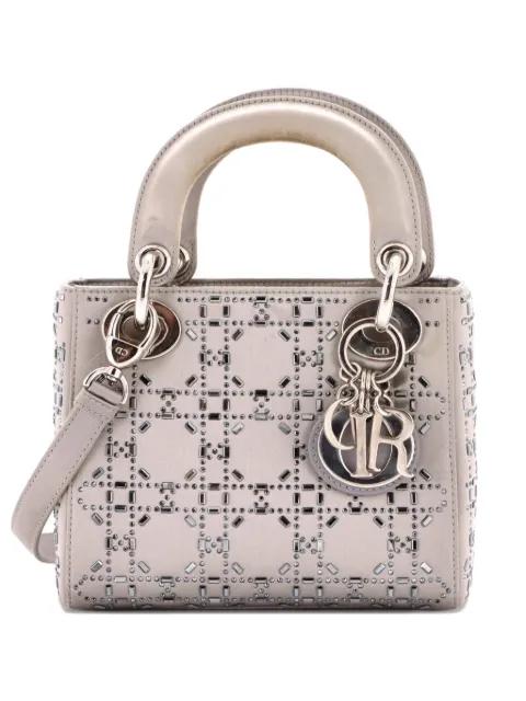 Lady Dior Bag Crystal Embellished Cannage Quilt Satin Mini satchel by CHRISTIAN DIOR 