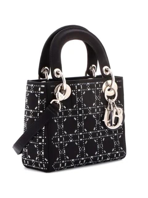Lady Dior Bag Crystal Embellished Cannage Quilt Satin Mini satchel by CHRISTIAN DIOR 